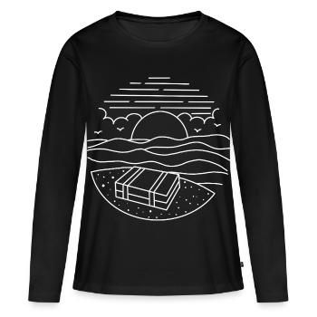 Vacances à la plage Valise - T-shirt manches longues Premium bio Femme - noir - Devant - Julia (174cm)