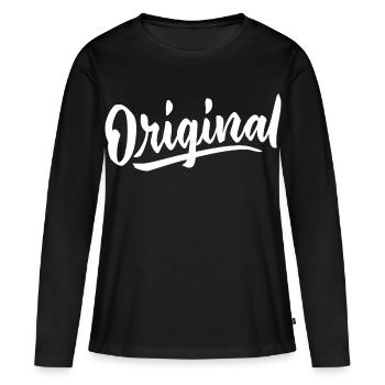 Original Unique Design Exclusif Création Tendance - T-shirt manches longues Premium bio Femme - noir - Devant - Julia (174cm)