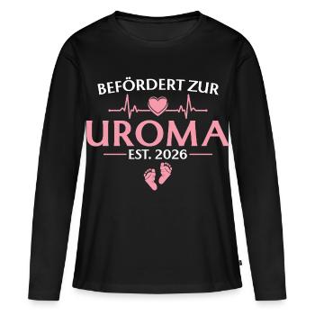 Befördert zur Uroma 2026 Babyparty - Frauen Premium Bio Langarmshirt - Schwarz - Vorne - Julia (174cm)
