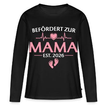 Promue maman 2026 - Baby Shower - T-shirt manches longues Premium bio Femme - noir - Devant - Julia (174cm)