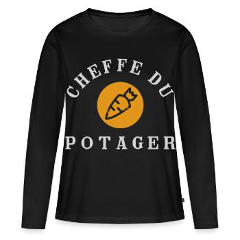 Chef du Potager Design Humorous Gardening - Women's Premium Organic Long Sleeve Shirt - black - Front - Julia (174cm)