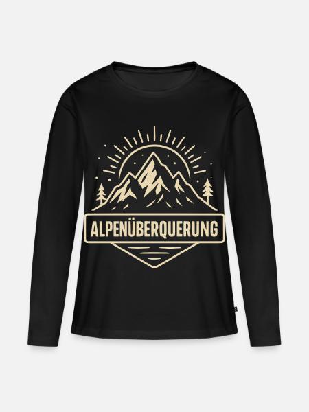 Alpenüberquerung Wandern Bergsteigen Outdoor - Frauen Premium Bio Langarmshirt - Schwarz