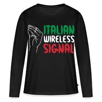 Italian Wireless Signal Italien Italiener WLAN - Frauen Premium Bio Langarmshirt - Schwarz - Vorne - Julia (174cm)