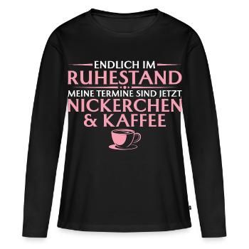 Retirement Nap and Coffee - Farewell Colleague - Women's Premium Organic Long Sleeve Shirt - black - Front - Julia (174cm)