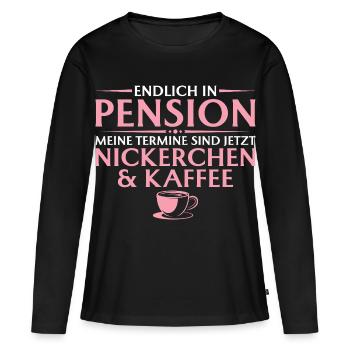 Pension Nap and Coffee - Farewell Colleague - Women's Premium Organic Long Sleeve Shirt - black - Front - Julia (174cm)
