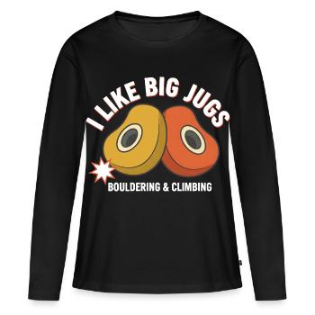 J’aime le bloc et l’escalade avec de gros cruches - T-shirt manches longues Premium bio Femme - noir - Devant - Julia (174cm)
