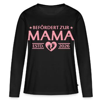 Promue au rang de maman 2026 Maternité - T-shirt manches longues Premium bio Femme - noir - Devant - Julia (174cm)