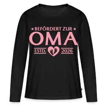 Baby Shower Promoted to Grandma 2026 - Women's Premium Organic Long Sleeve Shirt - black - Front - Julia (174cm)