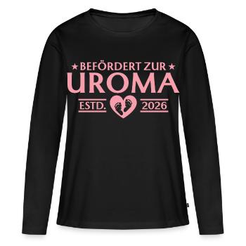 Babyparty Befördert zur Uroma 2026 - Frauen Premium Bio Langarmshirt - Schwarz - Vorne - Julia (174cm)