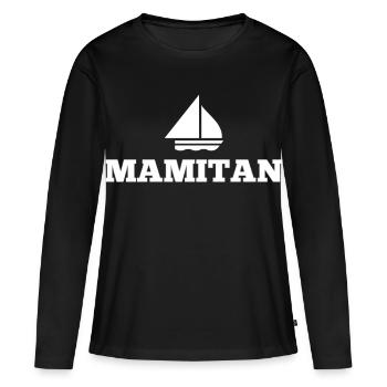 Mamitän Jeu de mots drôle Captain Mama Anchor - T-shirt manches longues Premium bio Femme - noir - Devant - Julia (174cm)