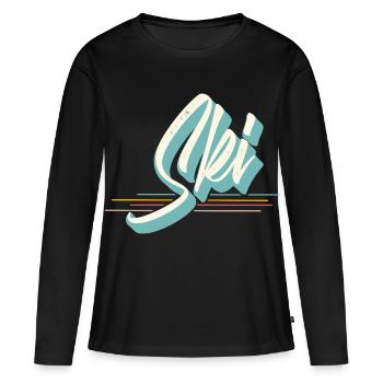 Ski - T-shirt manches longues Premium bio Femme - noir - Devant - Julia (174cm)
