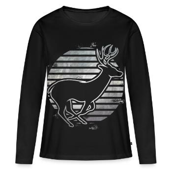 chevreuil - T-shirt manches longues Premium bio Femme - noir - Devant - Julia (174cm)