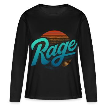 Rage Neon Retro Schriftzug - Frauen Premium Bio Langarmshirt - Schwarz - Vorne - Julia (174cm)