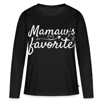 La pièce préférée de Grandma Mamaw - T-shirt manches longues Premium bio Femme - noir - Devant - Julia (174cm)