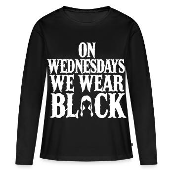 On Wednesdays We Wear Black - T-shirt manches longues Premium bio Femme - noir - Devant - Julia (174cm)