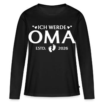 Ich werde Oma 2026 Schwangerschaftsankündigung - Frauen Premium Bio Langarmshirt - Schwarz - Vorne - Julia (174cm)