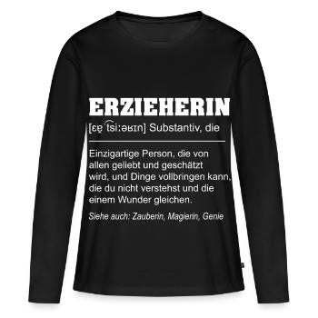 Définition de l’école drôle d’enseignante de maternelle - T-shirt manches longues Premium bio Femme - noir - Devant - Julia (174cm)