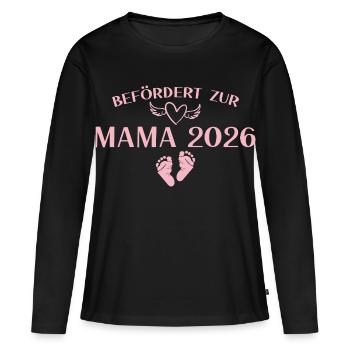 Maternité 2026 Promue Maman - T-shirt manches longues Premium bio Femme - noir - Devant - Julia (174cm)