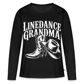 LineDance Oma - Frauen Premium Bio Langarmshirt - Schwarz - Vorne - Julia (174cm)