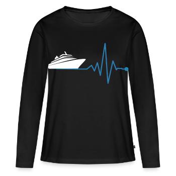 Yacht und Herzschlag - Frauen Premium Bio Langarmshirt - Schwarz - Vorne - Julia (174cm)