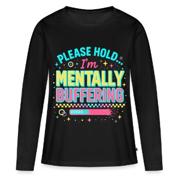 Tampon mental - T-shirt manches longues Premium bio Femme - noir - Devant - Julia (174cm)