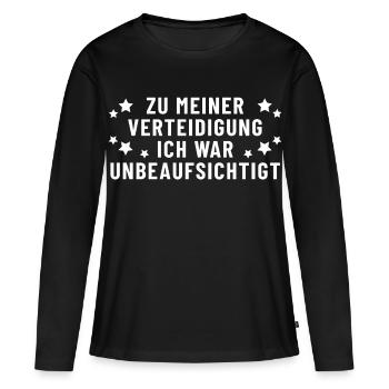 Pour ma défense, j’étais sans surveillance - T-shirt manches longues Premium bio Femme - noir - Devant - Julia (174cm)