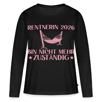 Chaise longue longue pour retraité 2026 - Plus responsable - T-shirt manches longues Premium bio Femme - noir - Devant - Julia (174cm)