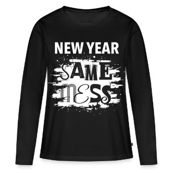 Neues Jahr, gleiches Chaos | gute Vorsätze 2026 - Frauen Premium Bio Langarmshirt - Schwarz - Vorne - Julia (174cm)
