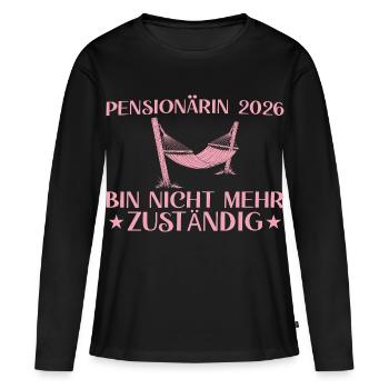 Chaise longue pour retraité 2026 - Plus responsable - T-shirt manches longues Premium bio Femme - noir - Devant - Julia (174cm)