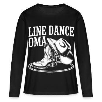 Line Dance Oma Motiv - Frauen Premium Bio Langarmshirt - Schwarz - Vorne - Julia (174cm)