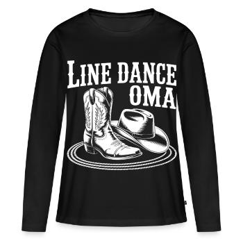 Line Dance Oma Motiv - Frauen Premium Bio Langarmshirt - Schwarz - Vorne - Julia (174cm)