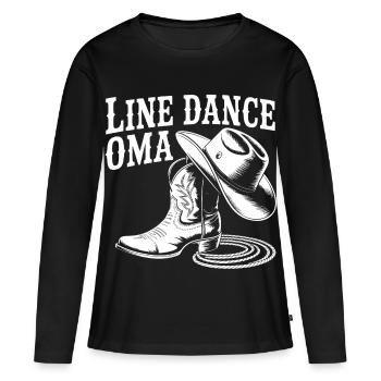 Line Dance Granny Cowboy Boots - Women's Premium Organic Long Sleeve Shirt - black - Front - Julia (174cm)