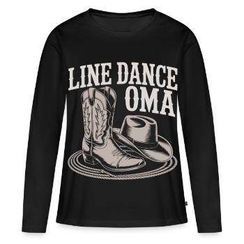LineDance Oma Boots - Frauen Premium Bio Langarmshirt - Schwarz - Vorne - Julia (174cm)