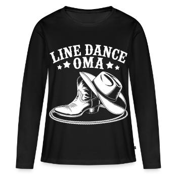 Line Dance Oma Motiv - Frauen Premium Bio Langarmshirt - Schwarz - Vorne - Julia (174cm)