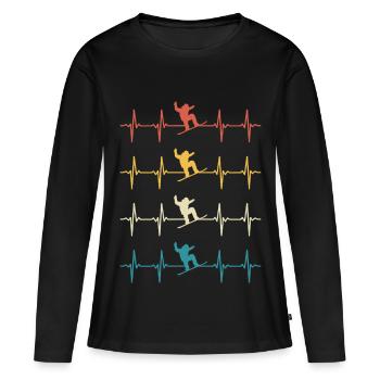 Snowboard Snowboarding Heartbeat Snowboarding - T-shirt manches longues Premium bio Femme - noir - Devant - Julia (174cm)