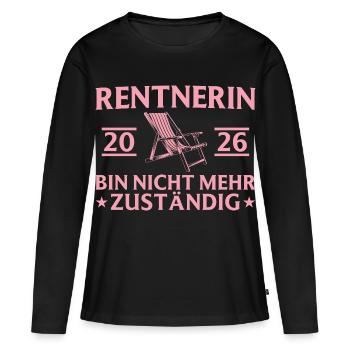Chaise longue longue pour retraité 2026 - Plus responsable - T-shirt manches longues Premium bio Femme - noir - Devant - Julia (174cm)