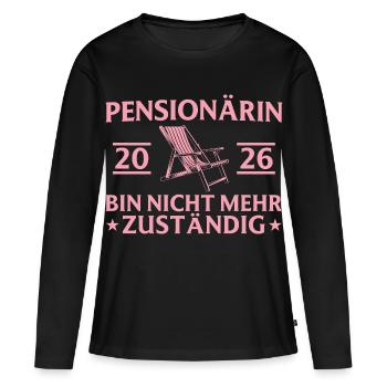 Chaise longue pour retraité 2026 - Plus responsable - T-shirt manches longues Premium bio Femme - noir - Devant - Julia (174cm)