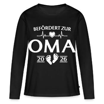 Grand-mère 2026 - Promue grand-mère - T-shirt manches longues Premium bio Femme - noir - Devant - Julia (174cm)