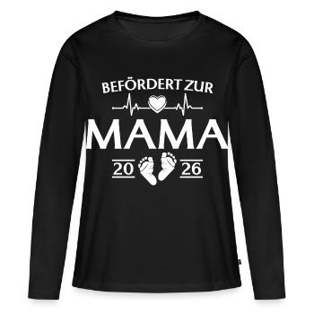 Mère 2026 - Promue Maman - T-shirt manches longues Premium bio Femme - noir - Devant - Julia (174cm)