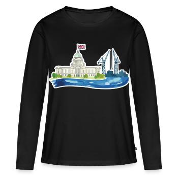 Hôtel de ville et grues de Belfast Skyline - T-shirt manches longues Premium bio Femme - noir - Devant - Julia (174cm)