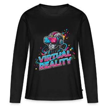 Virtual Reality SciFi - Women's Premium Organic Long Sleeve Shirt - black - Front - Julia (174cm)