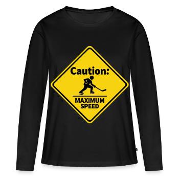 Avertissement Vitesse maximale de hockey sur glace Signal d’avertissement - T-shirt manches longues Premium bio Femme - noir - Devant - Julia (174cm)