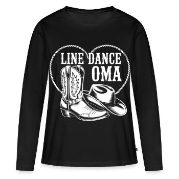 Danse en ligne avec un style western de grand-mère - T-shirt manches longues Premium bio Femme - noir - Devant - Julia (174cm)