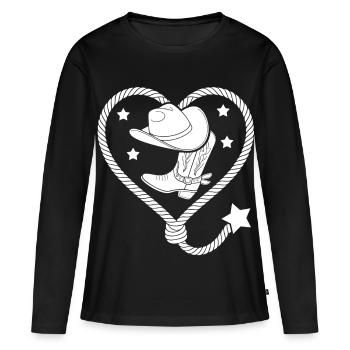 Stetson de danse en ligne de lasso de cœur - T-shirt manches longues Premium bio Femme - noir - Devant - Julia (174cm)