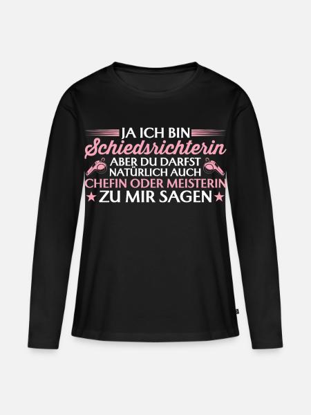 Schiedsrichterin Chefin oder Meisterin - Schiri - Frauen Premium Bio Langarmshirt - Schwarz