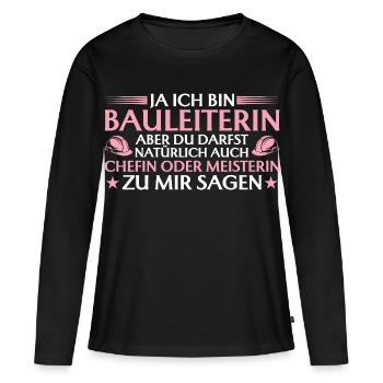 Chef de construction ou maître constructeur - Constructeur - T-shirt manches longues Premium bio Femme - noir - Devant - Julia (174cm)