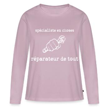 Spezialist für Dinge - Frauen Premium Bio Langarmshirt - Altrosa - Vorne - Julia (174cm)
