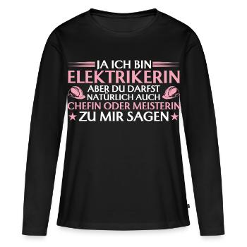 Électricien patron ou maîtresse artisane - artisane - T-shirt manches longues Premium bio Femme - noir - Devant - Julia (174cm)
