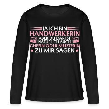 Artisane, patronne ou maître artisan - Artisanat - T-shirt manches longues Premium bio Femme - noir - Devant - Julia (174cm)