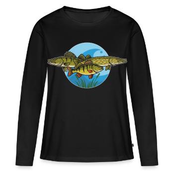 Perch, pike, zander, predator, fishing - Women's Premium Organic Long Sleeve Shirt - black - Front - Julia (174cm)